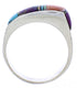 Southwest Turquoise Multicolor Sterling Silver Ring Size 8-1/2 JX37923